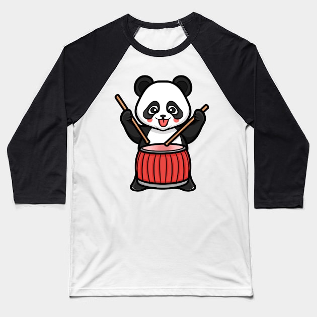 Drummer Panda Baseball T-Shirt by Ryuga